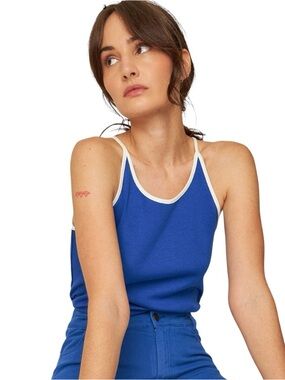SKFK Liba Tank Top Blue White Organic Cotton NWT US 6 Minimalist